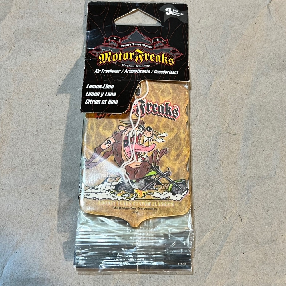 Looney Tunes 3pk Motor Freaks Air Freshener Taz Lemon-Lime Vintage 2005 Biker